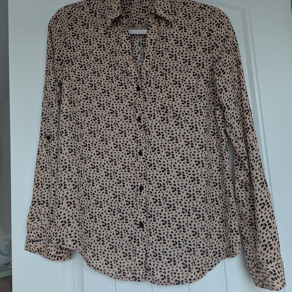 The Limited Tan and Black Animal Print Blouse